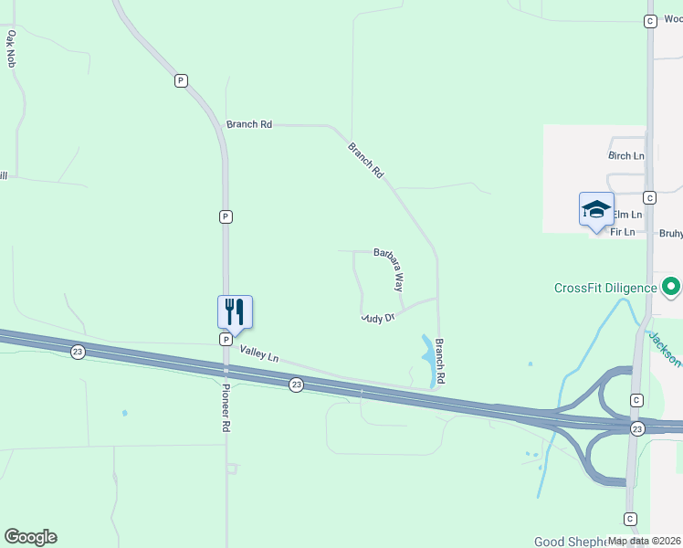 map of restaurants, bars, coffee shops, grocery stores, and more near W6407 Judy Drive in Plymouth