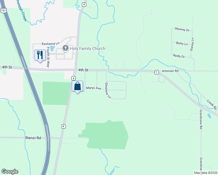 map of restaurants, bars, coffee shops, grocery stores, and more near N6261 Eleanore Lane in Fond du Lac