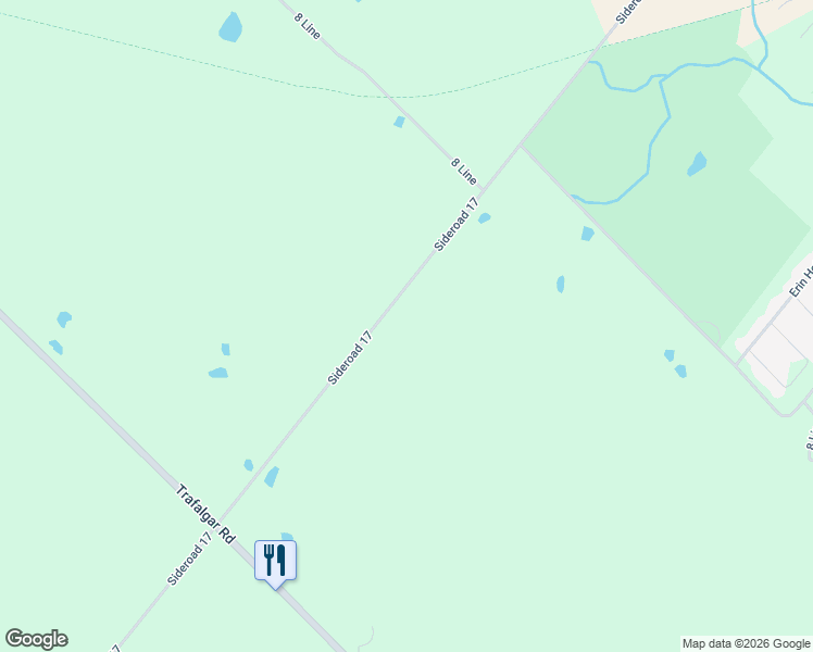 map of restaurants, bars, coffee shops, grocery stores, and more near 9463 Sideroad 17 in Erin