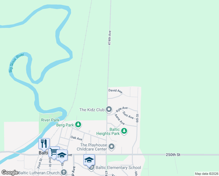 map of restaurants, bars, coffee shops, grocery stores, and more near 502 David Avenue in Baltic