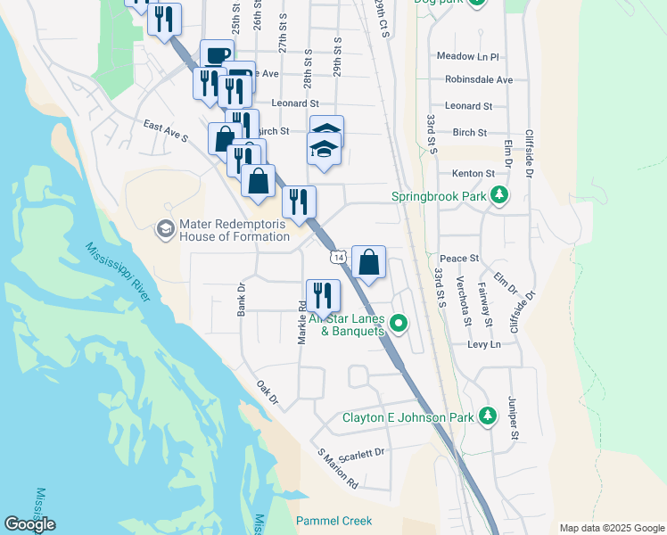 map of restaurants, bars, coffee shops, grocery stores, and more near 4514 Mormon Coulee Road in La Crosse