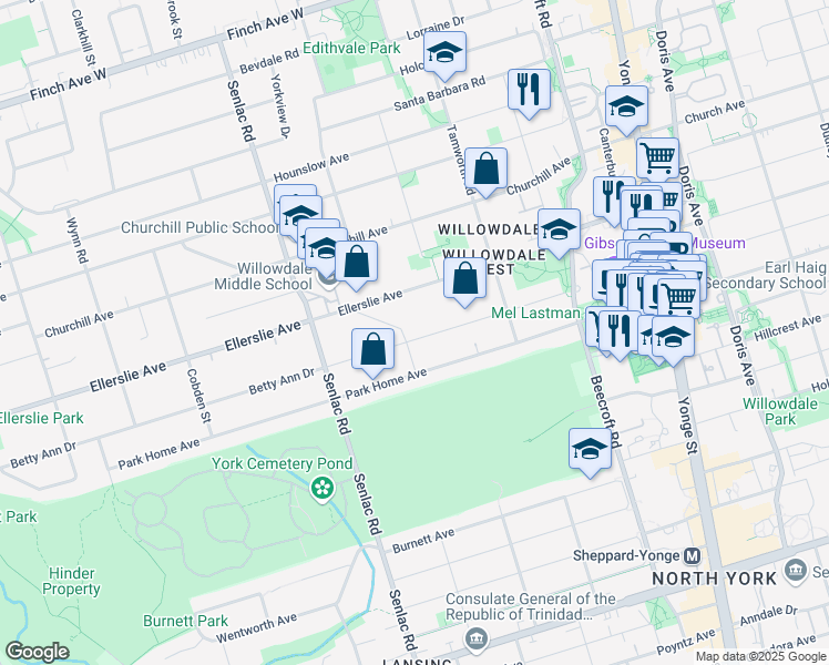 map of restaurants, bars, coffee shops, grocery stores, and more near 148 Betty Ann Drive in Toronto