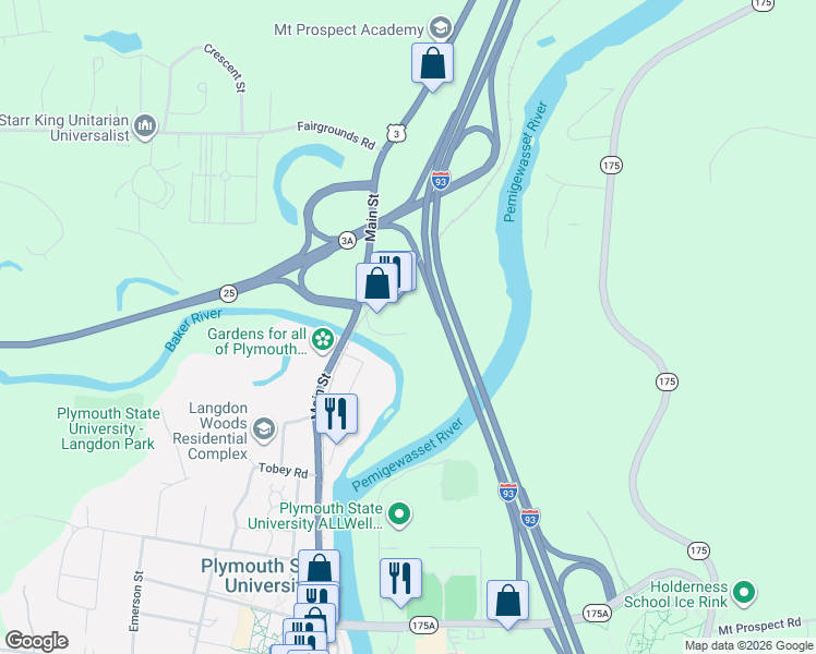 map of restaurants, bars, coffee shops, grocery stores, and more near 20 Foster Street in Plymouth