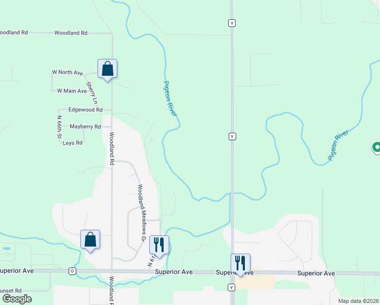 map of restaurants, bars, coffee shops, grocery stores, and more near 2216 County Road Y in Sheboygan