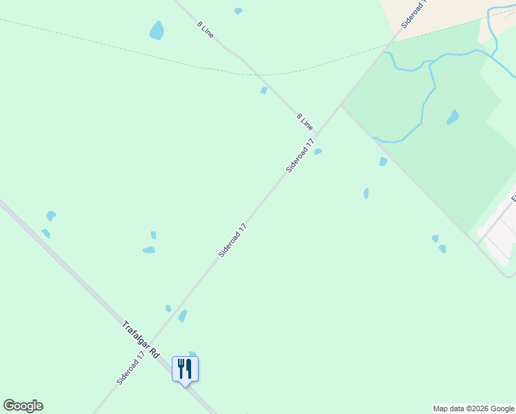 map of restaurants, bars, coffee shops, grocery stores, and more near 9463 Sideroad 17 in Erin