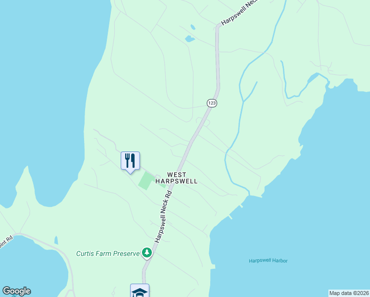 map of restaurants, bars, coffee shops, grocery stores, and more near 1454 Harpswell Neck Road in Harpswell