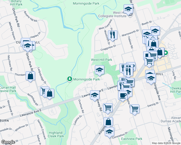 map of restaurants, bars, coffee shops, grocery stores, and more near 238 Galloway Road in Toronto