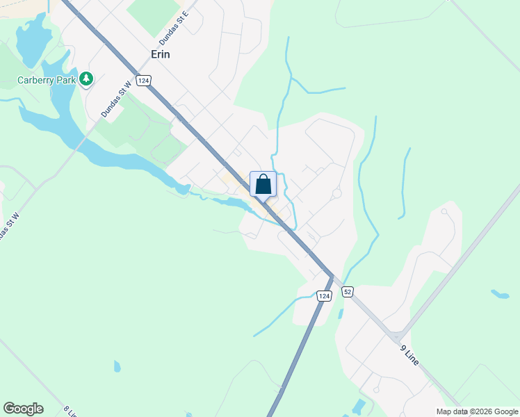 map of restaurants, bars, coffee shops, grocery stores, and more near 60 Main Street in Erin