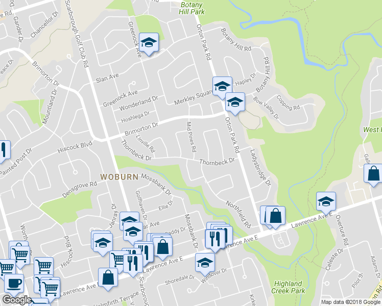 map of restaurants, bars, coffee shops, grocery stores, and more near in Toronto