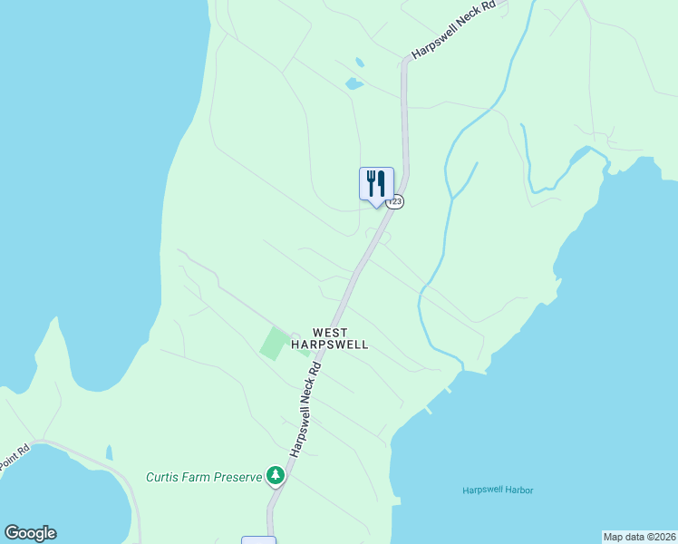 map of restaurants, bars, coffee shops, grocery stores, and more near 1454 Harpswell Neck Road in Harpswell