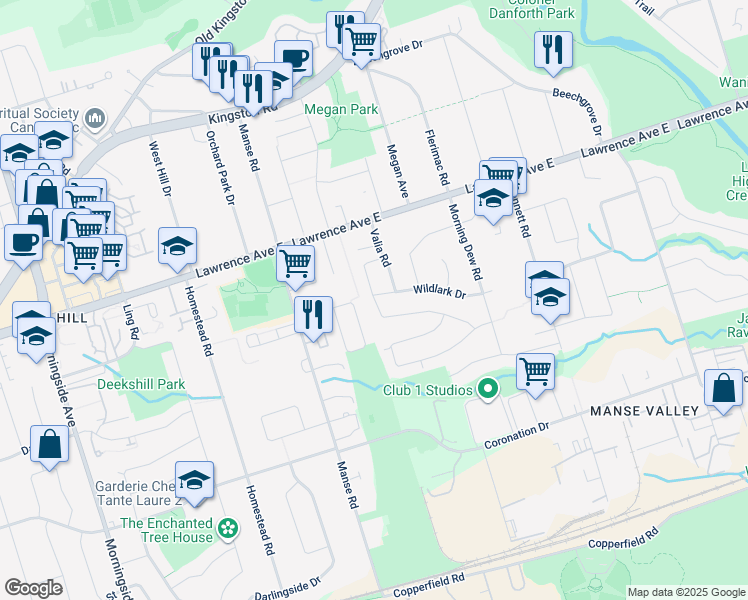 map of restaurants, bars, coffee shops, grocery stores, and more near 60 Melchior Drive in Toronto