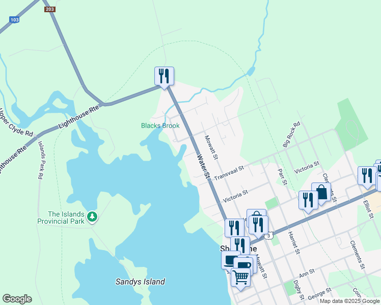 map of restaurants, bars, coffee shops, grocery stores, and more near 6 Ryers Lane in Shelburne