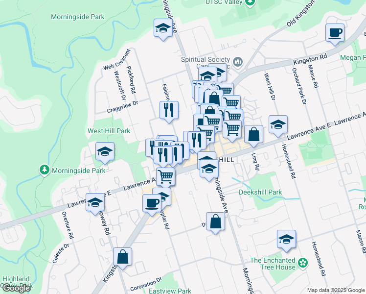 map of restaurants, bars, coffee shops, grocery stores, and more near in Toronto