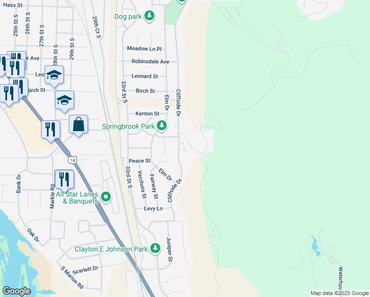 map of restaurants, bars, coffee shops, grocery stores, and more near 3500 Crown Boulevard in La Crosse