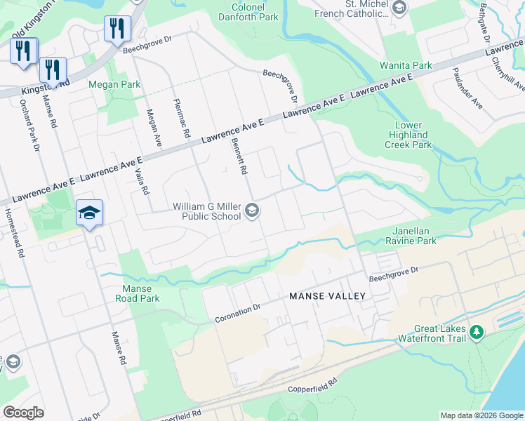 map of restaurants, bars, coffee shops, grocery stores, and more near in Toronto