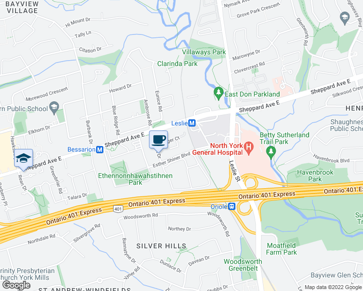 map of restaurants, bars, coffee shops, grocery stores, and more near in Toronto