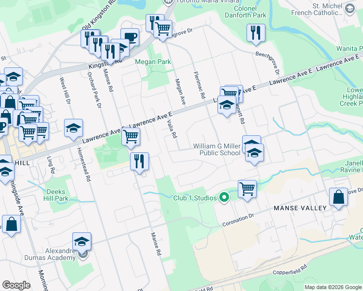 map of restaurants, bars, coffee shops, grocery stores, and more near in Toronto