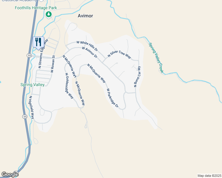 map of restaurants, bars, coffee shops, grocery stores, and more near 5030 West Parkridge Drive in Boise