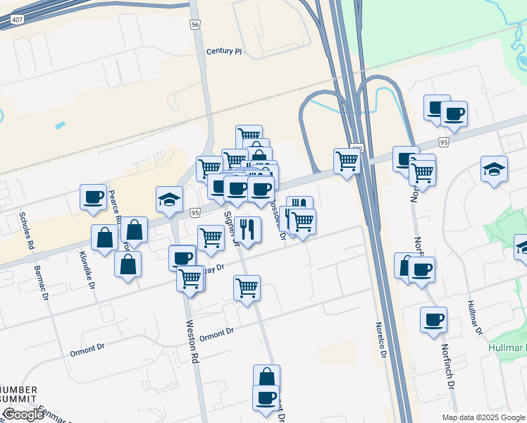 map of restaurants, bars, coffee shops, grocery stores, and more near in Toronto