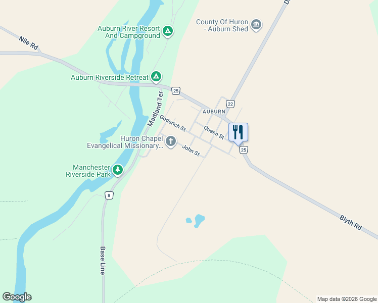 map of restaurants, bars, coffee shops, grocery stores, and more near 123 Johns Avenue in Auburn