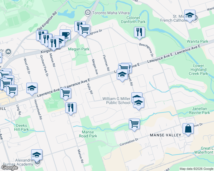 map of restaurants, bars, coffee shops, grocery stores, and more near in Toronto