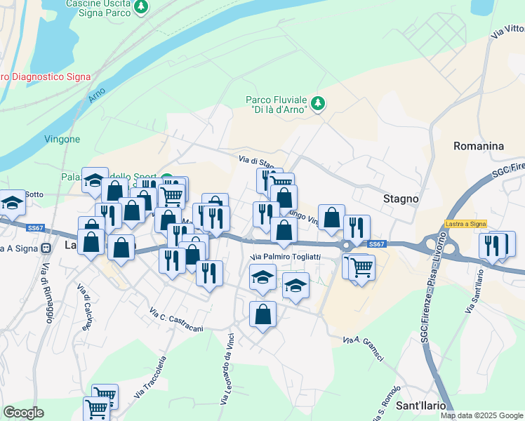 map of restaurants, bars, coffee shops, grocery stores, and more near 6 Via Landucci Alessandro in Lastra A Signa