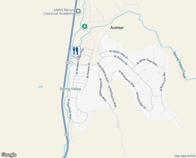 map of restaurants, bars, coffee shops, grocery stores, and more near 18405 North Goldenridge Way in Boise