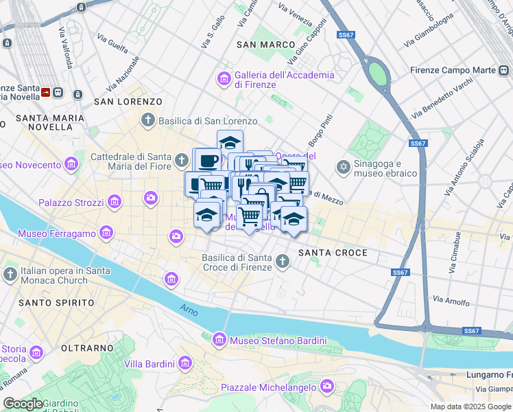 map of restaurants, bars, coffee shops, grocery stores, and more near 10 Borgo degli Albizi in Firenze