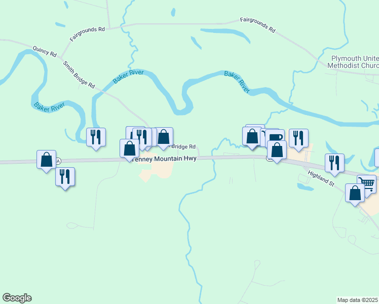 map of restaurants, bars, coffee shops, grocery stores, and more near 568 Tenney Mountain Highway in Plymouth