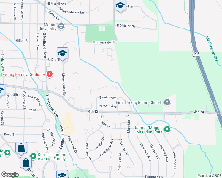 map of restaurants, bars, coffee shops, grocery stores, and more near 995 Bluehill Avenue in Fond du Lac