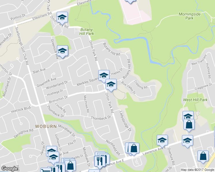 map of restaurants, bars, coffee shops, grocery stores, and more near in Toronto
