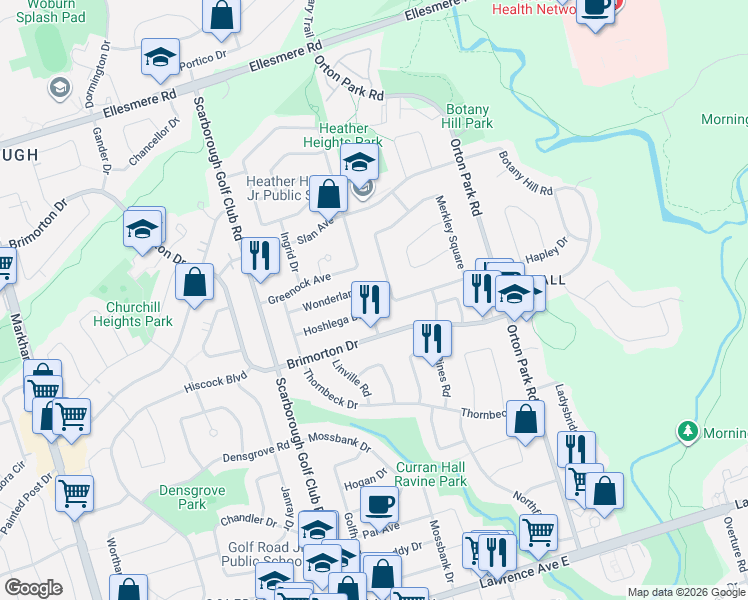 map of restaurants, bars, coffee shops, grocery stores, and more near 11 Dalehurst Avenue in Toronto