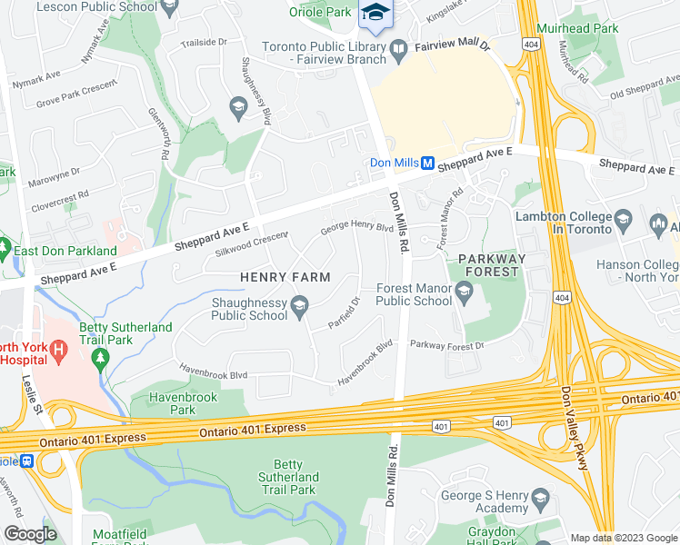 map of restaurants, bars, coffee shops, grocery stores, and more near 24 Meadowglade Crescent in Toronto