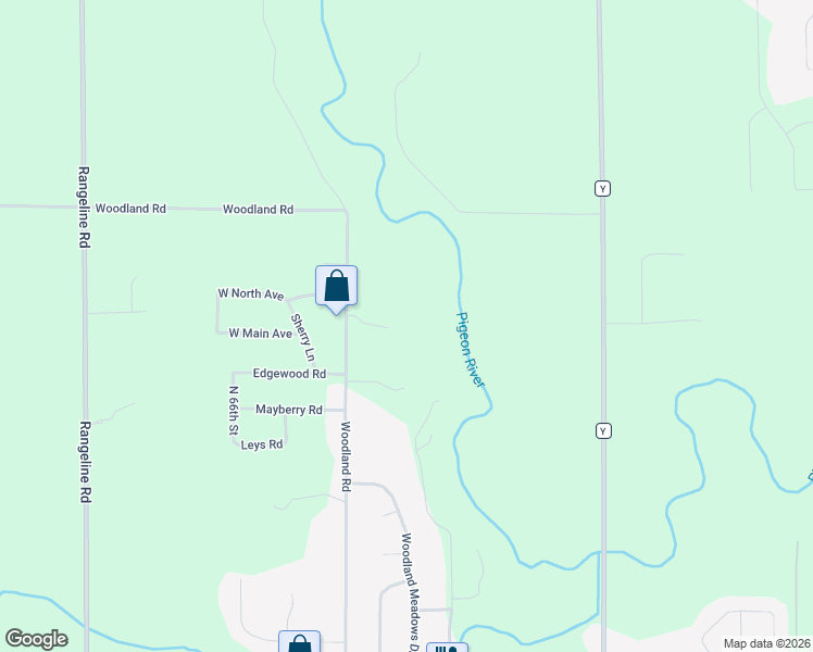 map of restaurants, bars, coffee shops, grocery stores, and more near N6415 Woodland Road in Sheboygan