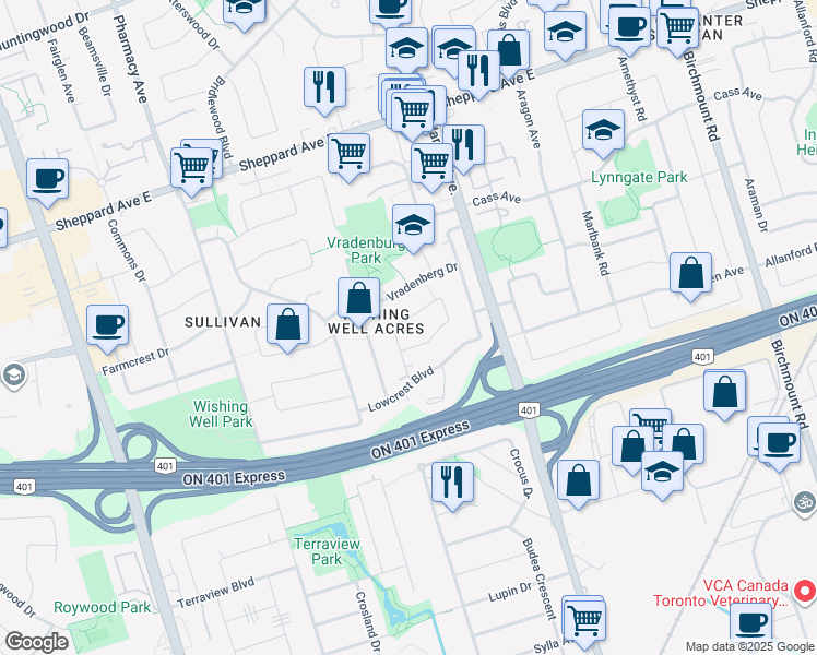 map of restaurants, bars, coffee shops, grocery stores, and more near 37 Shrewsbury Square in Toronto