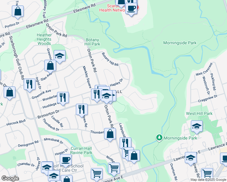 map of restaurants, bars, coffee shops, grocery stores, and more near in Toronto
