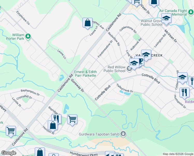 map of restaurants, bars, coffee shops, grocery stores, and more near 19 Reynolds Avenue in Brampton