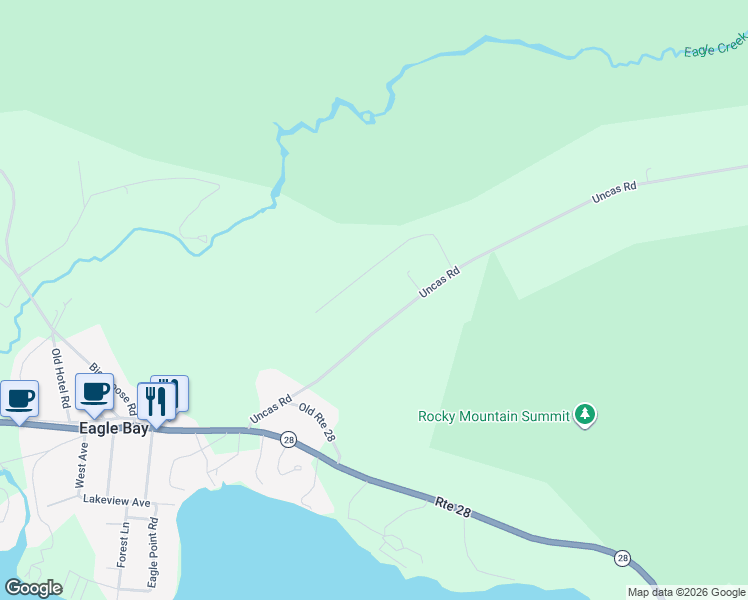 map of restaurants, bars, coffee shops, grocery stores, and more near Evans Dr in Inlet
