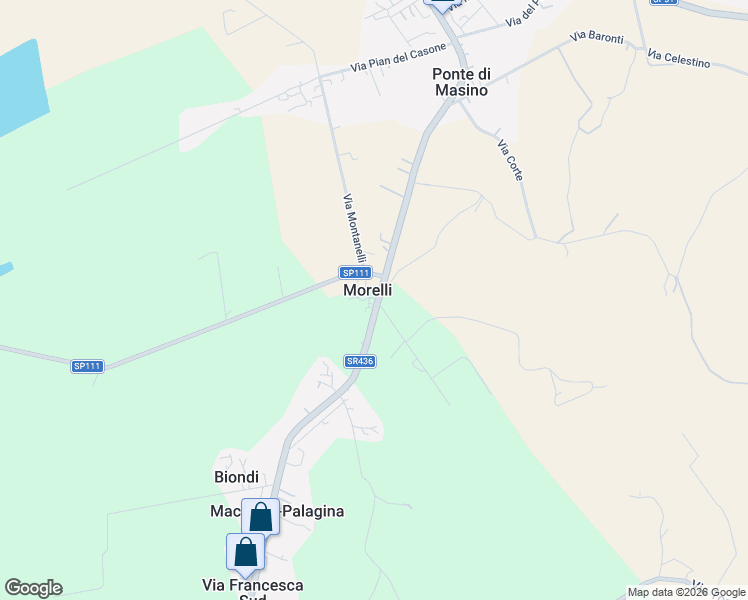 map of restaurants, bars, coffee shops, grocery stores, and more near 30 Strada Regionale 436 Francesca in Morelli