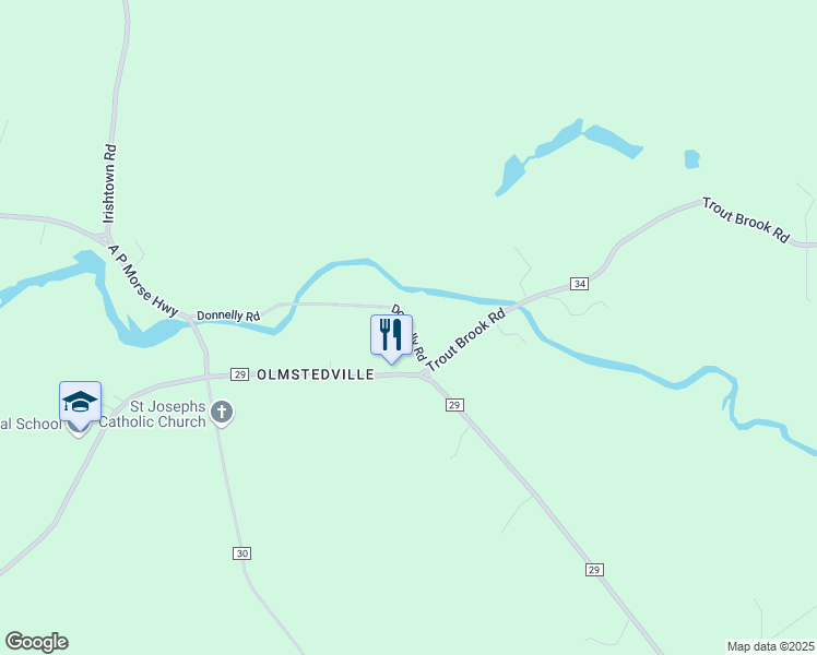 map of restaurants, bars, coffee shops, grocery stores, and more near 54 County Highway 29A in Essex