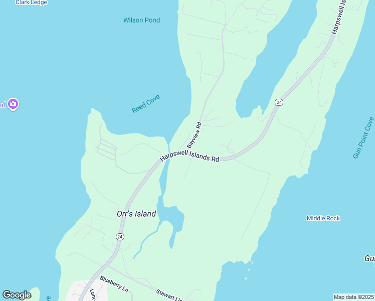 map of restaurants, bars, coffee shops, grocery stores, and more near 59 Bayview Road in Harpswell