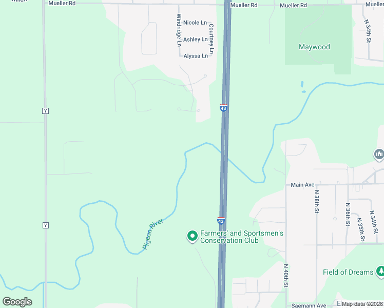 map of restaurants, bars, coffee shops, grocery stores, and more near Interstate 43 in Sheboygan