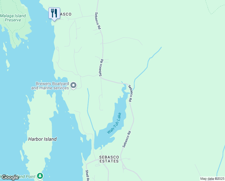 map of restaurants, bars, coffee shops, grocery stores, and more near 398 Sebasco Road in Phippsburg