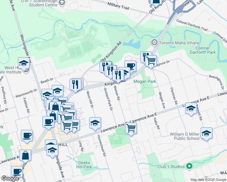 map of restaurants, bars, coffee shops, grocery stores, and more near in Toronto