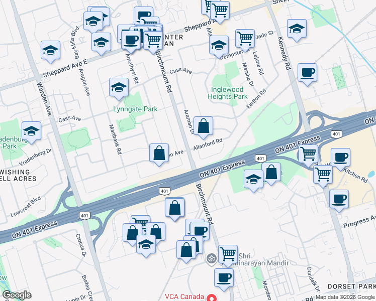 map of restaurants, bars, coffee shops, grocery stores, and more near in 