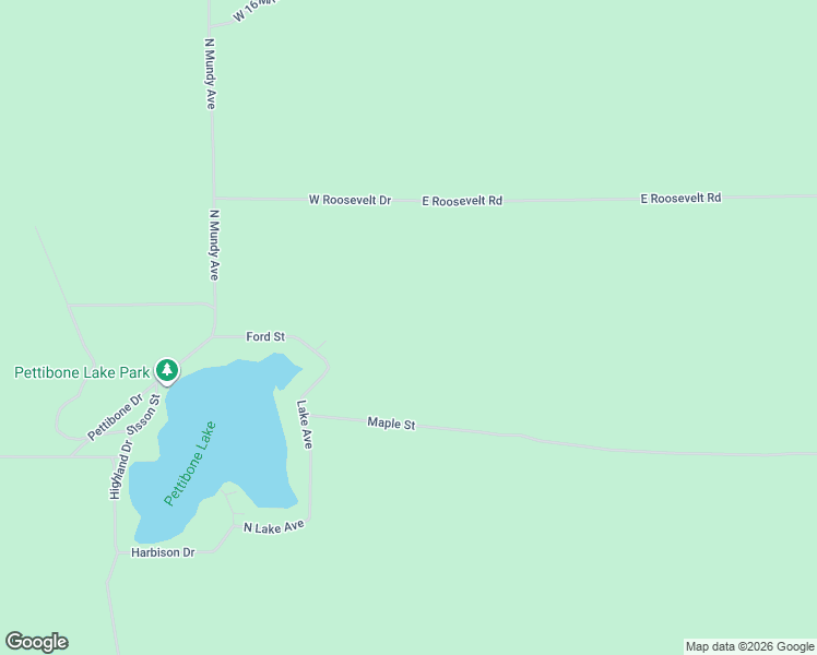 map of restaurants, bars, coffee shops, grocery stores, and more near 94 West Roosevelt Road in Bitely