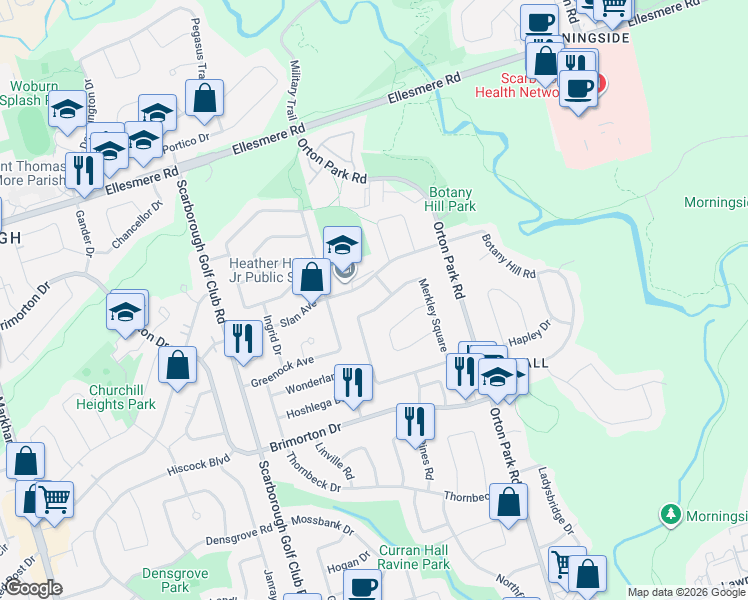 map of restaurants, bars, coffee shops, grocery stores, and more near in Toronto