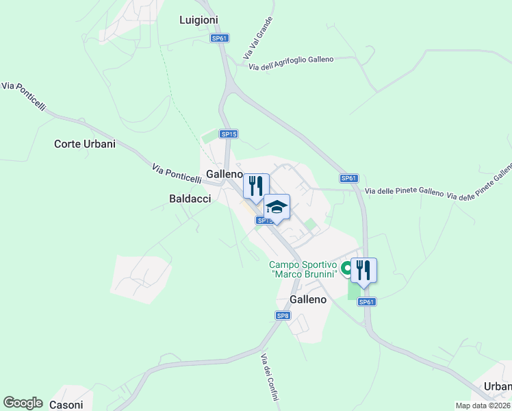 map of restaurants, bars, coffee shops, grocery stores, and more near 11 Via Madre Teresa di Calcutta Galleno in Galleno