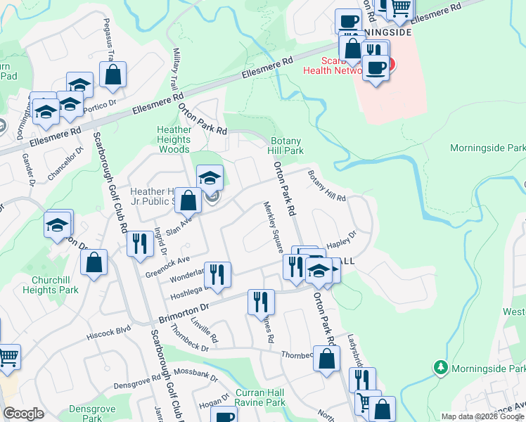 map of restaurants, bars, coffee shops, grocery stores, and more near in Toronto