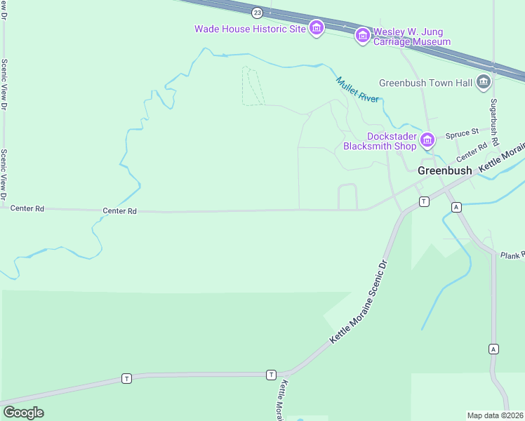 map of restaurants, bars, coffee shops, grocery stores, and more near 7969 Center Street in Glenbeulah